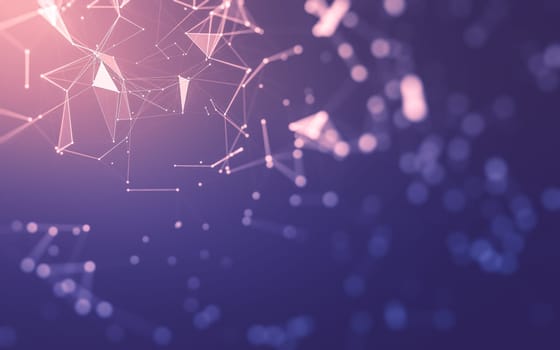 Abstract background. Molecules technology with polygonal shapes, connecting dots and lines. Connection structure. Big data visualization.