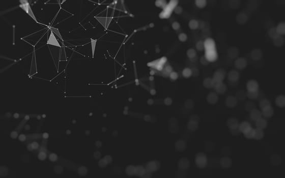 Abstract background. Molecules technology with polygonal shapes, connecting dots and lines. Connection structure. Big data visualization.