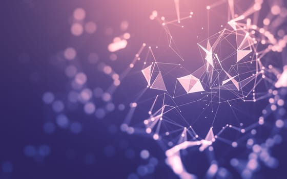 Abstract background. Molecules technology with polygonal shapes, connecting dots and lines. Connection structure. Big data visualization.