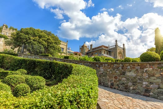 Vorontsov Palace in Crimea, view of the beautiful park.