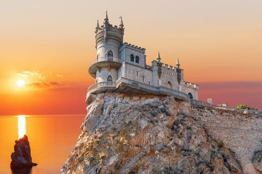 Swallow Nest castle in Crimea, beautiful sunset view.