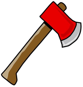 axe red wood iron cut firefighter illustration