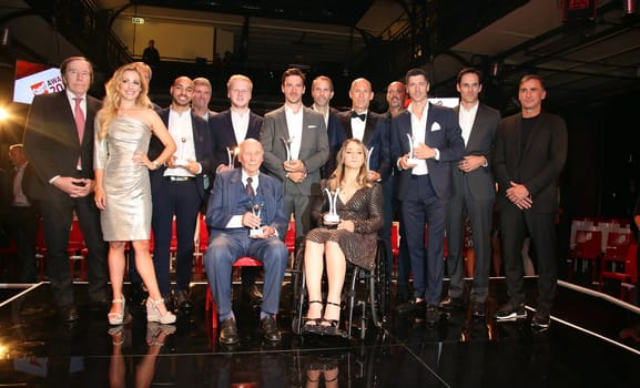 Group picture of all winners and presenters after the Sport Bild Award 2019 at the Fischauktionshalle on August 19, 2019 in Hamburg, Germany.