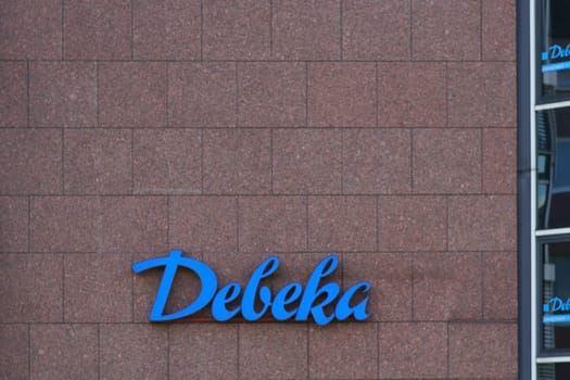 Giessen, Germany - August 13, 2019: The logo of the house savings insurance Debeka on the facade of a business building on August 13, 2019 in Giessen...