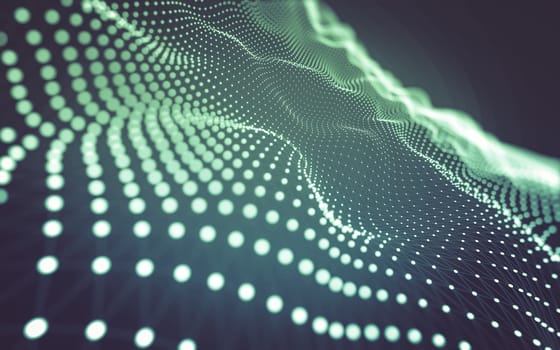 Abstract background. Molecules technology with polygonal shapes, connecting dots and lines. Connection structure. Big data visualization.