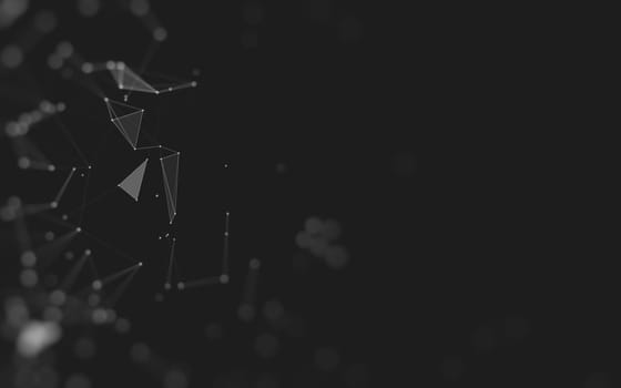 Abstract background. Molecules technology with polygonal shapes, connecting dots and lines. Connection structure. Big data visualization.