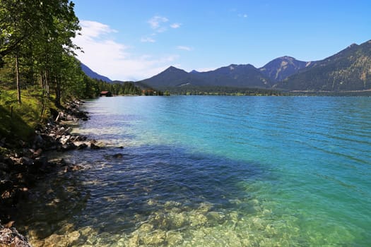 The Walchensee in Bavaria is one of the largest alpine lakes in Germany.