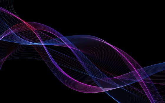 Dark abstract background with a glowing abstract waves, abstract background