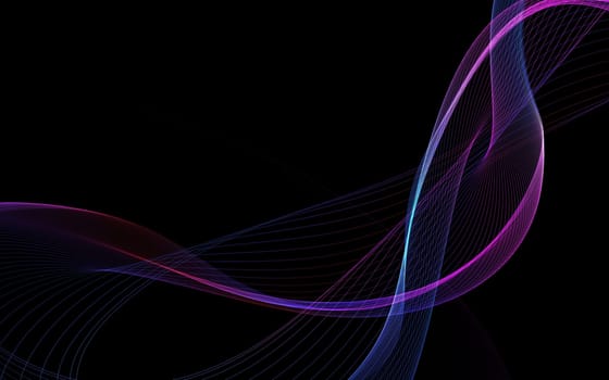 Dark abstract background with a glowing abstract waves, abstract background