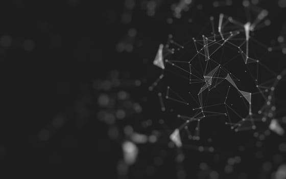 Abstract background. Molecules technology with polygonal shapes, connecting dots and lines. Connection structure. Big data visualization.