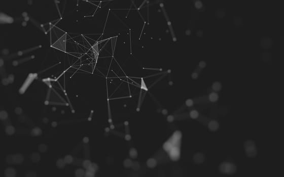 Abstract background. Molecules technology with polygonal shapes, connecting dots and lines. Connection structure. Big data visualization.