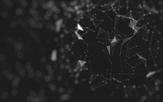 Abstract background. Molecules technology with polygonal shapes, connecting dots and lines. Connection structure. Big data visualization.