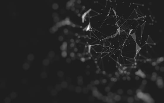 Abstract background. Molecules technology with polygonal shapes, connecting dots and lines. Connection structure. Big data visualization.