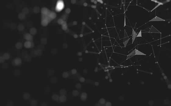 Abstract background. Molecules technology with polygonal shapes, connecting dots and lines. Connection structure. Big data visualization.