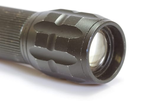 flashlight black color isolated background closeup