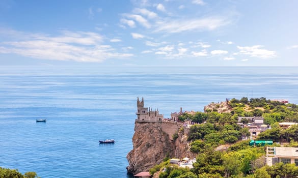 Swallow Nest, a famous castle of Crimea in Ukraine, panorama.