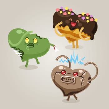 Symbols of Valentine's Day..In the EPS file, each element is grouped separately.