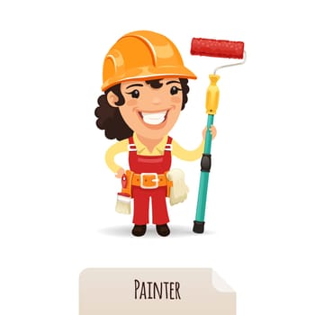 Female Painter. In the EPS file, each element is grouped separately. Isolated on white background.