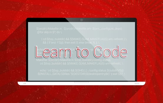 Concept for learn to code, e-learning and computer programming.