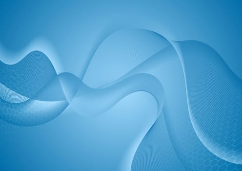 Abstract blue wavy background. Vector design