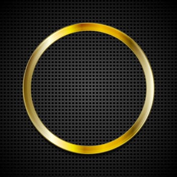 Bright vector golden ring on perforated texture