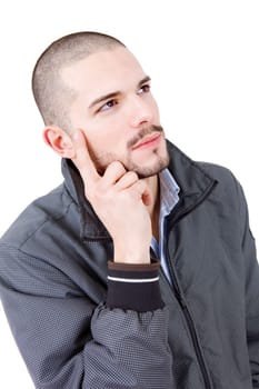 young casual man portrait, isolated on white