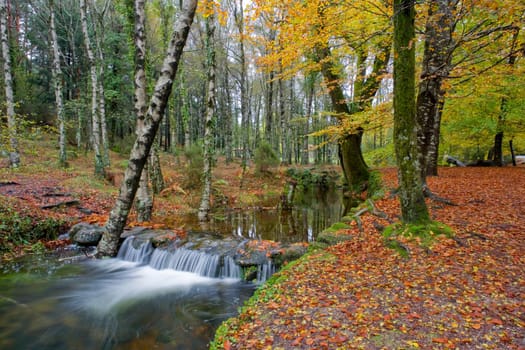 river waterfall in the portuguese national park of Geres, in the north of the country