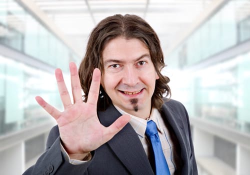 business man making stop a the office