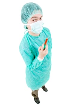 young male doctor full length, isolated on white background
