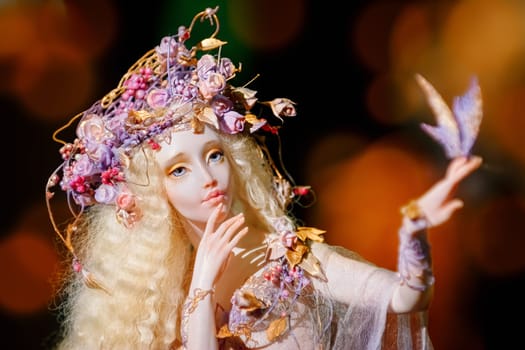 PREILI, LATVIA - August 16, 2019: Doll by Elena Tuminskaya - "Forest Fairy"" at the V International Festival of Author Dolls ""Dolls Summer in Preili"""