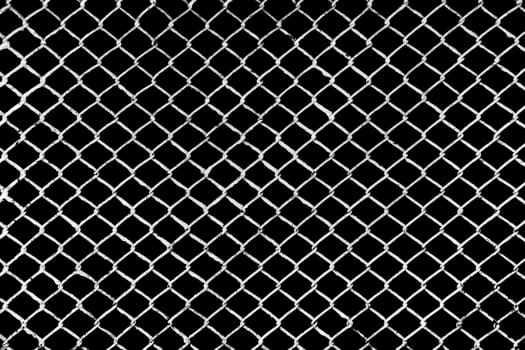 White Metal Grid on the Black Background
