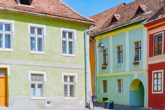 Street in Medieval Town of Sighisoara, Romania