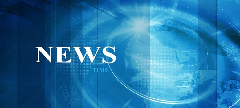 News Time Background, Connecting, Networking  Data Transferring, Multiple Circles and Lines Moving Fast Around the Earth Globe with Lens Flare.