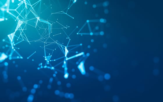 Abstract background. Molecules technology with polygonal shapes, connecting dots and lines. Connection structure. Big data visualization.