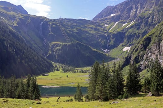 View to the Hintersee in the Felbertal in Pinzgau