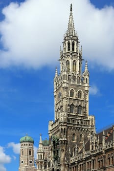 Town Hall Tower and Tower of the Frauenkirche in Munich