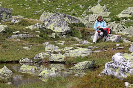 Nature lover in the high mountains