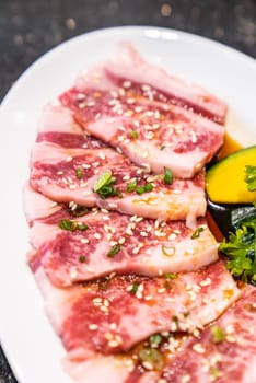 Raw premium wagyu beef meat for japanese yakiniku