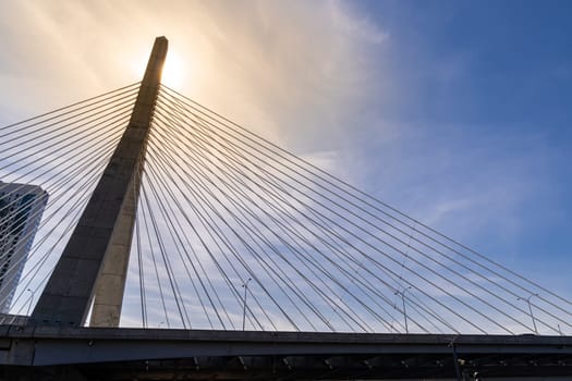 Boston Zakim bridge at Boston downtown MA USA