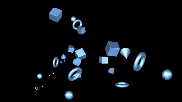 The 3d rendering of abstract background ratation geometric primitive shapes