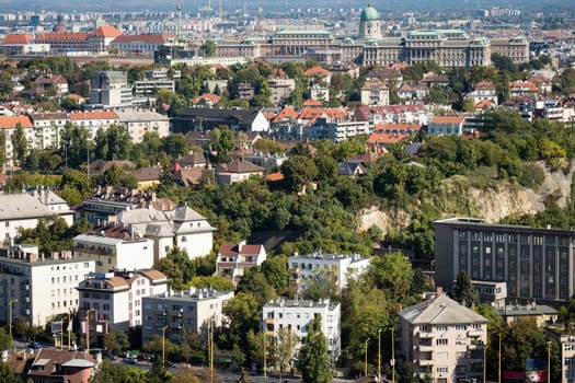 Cityscape aerial view of Budapest city in Hungary.