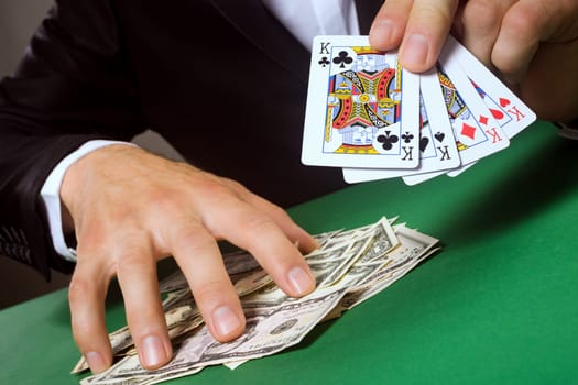 Good luck or success in poker card game and gambling at the table.
