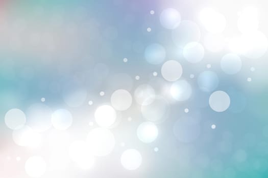 Abstract blurred fresh vivid spring summer light delicate pastel blue white bokeh background texture with bright circular soft color lights. Beautiful backdrop illustration.