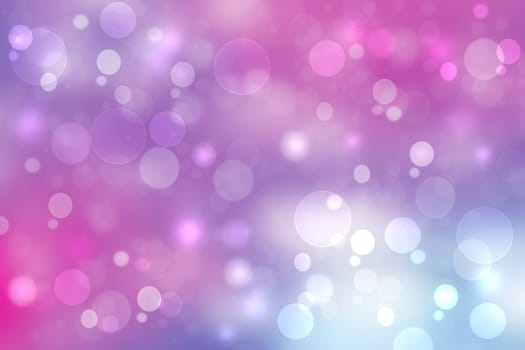 Abstract gradient purple pink blue background texture with blurred bokeh circles and lights. Space for design. Beautiful backdrop.