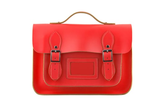 Red Satchel isolated on a white background with clipping path