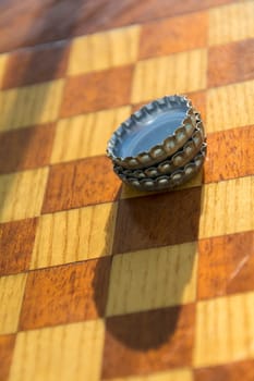 caps on a chessboard