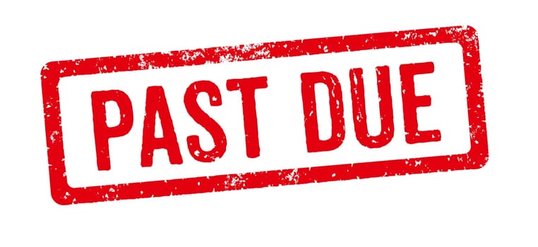 A red stamp on a white background - Past due