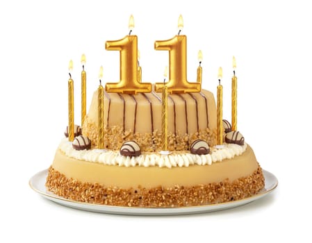 Festive cake with golden candles - Number 11