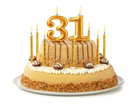 Festive cake with golden candles - Number 31