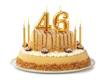 Festive cake with golden candles - Number 46